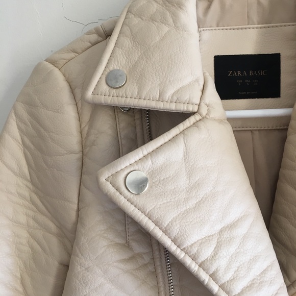 Zara Cream Faux Leather Jacket - Picture 5 of 11